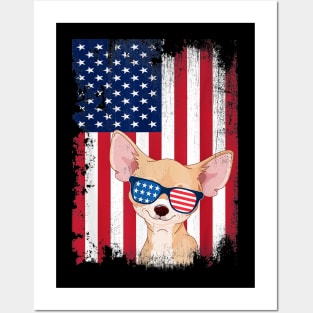 Chihuahua American Flag 4th Of July Vintage Posters and Art